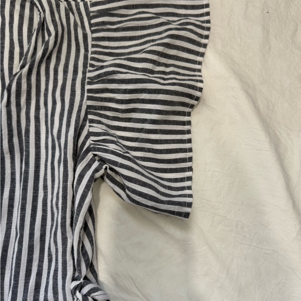 Striped Ruffle Wrap Dress - Picture 8 of 10